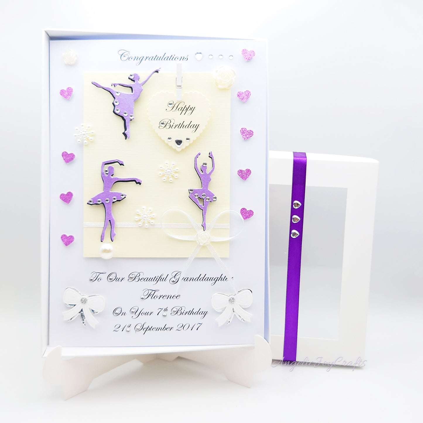 Handmade Personalised 3D Birthday Card with Ballerinas, Bows  & Hearts + Complimentary Gift Box | Birthday | Mother's Day