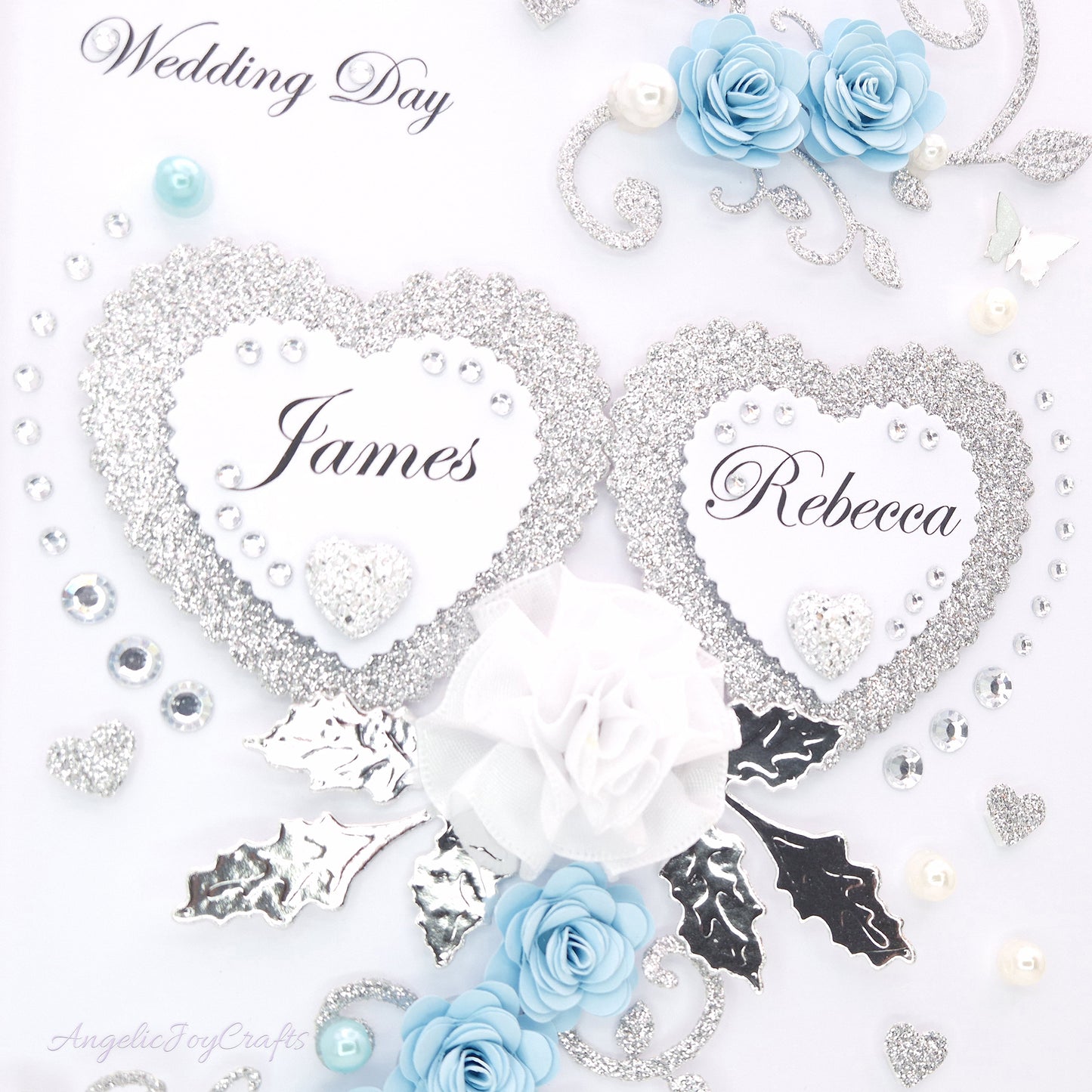 Handmade Personalised 3D Wedding Card with Floral Swirls & Butterflies + Complimentary Gift Box | Anniversary | Wedding | Engagement