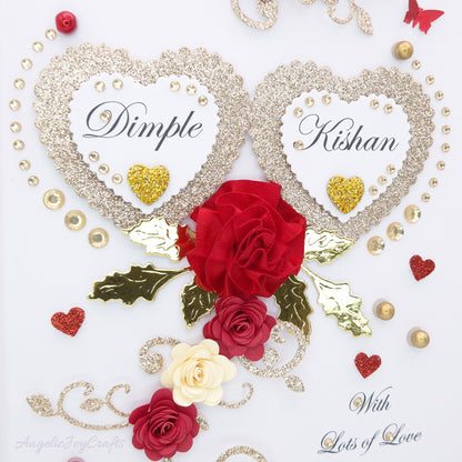 Handmade Personalised 3D Wedding Card with Floral Swirls & Butterflies + Complimentary Gift Box | Anniversary | Wedding | Engagement