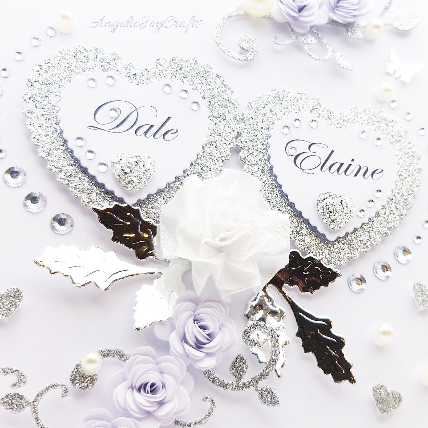 Handmade Personalised 3D Wedding Card with Floral Swirls & Butterflies + Complimentary Gift Box | Anniversary | Wedding | Engagement