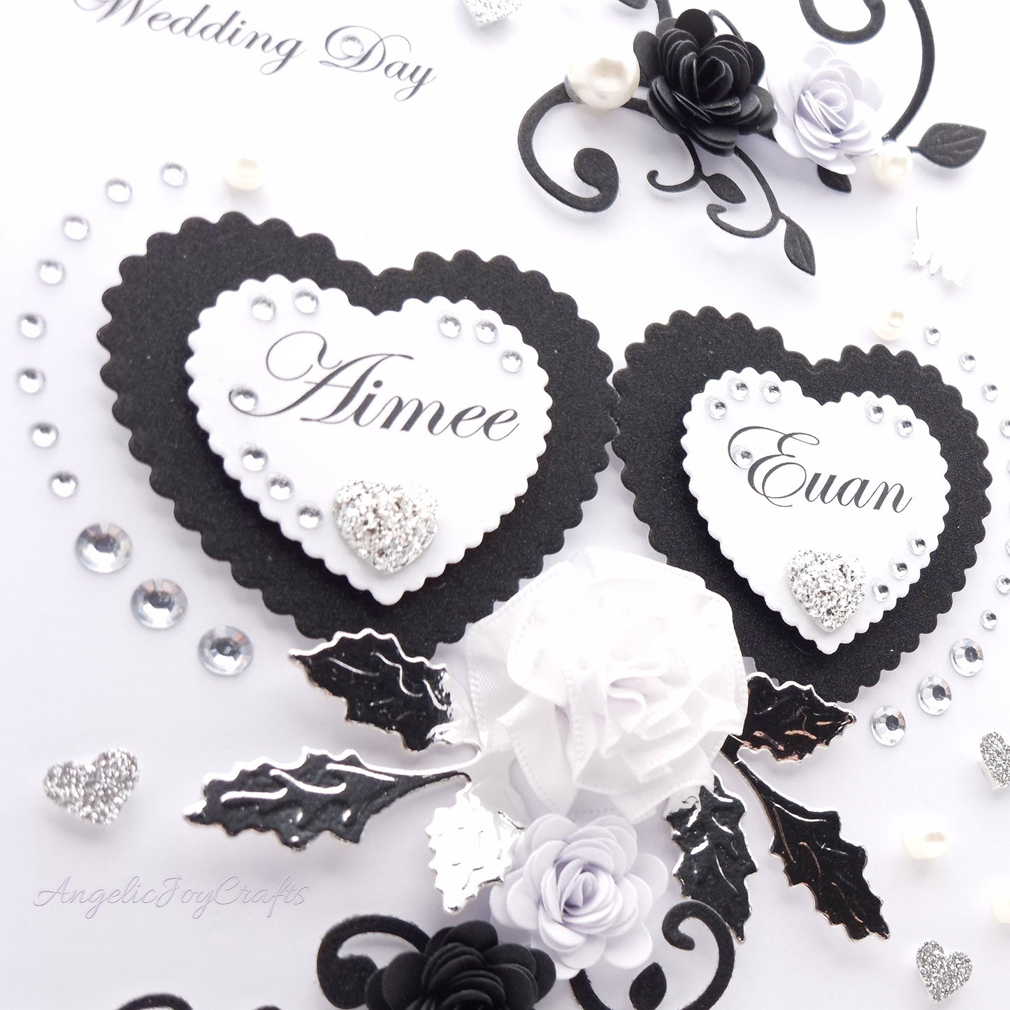 Handmade Personalised 3D Wedding Card with Floral Swirls & Butterflies + Complimentary Gift Box | Anniversary | Wedding | Engagement