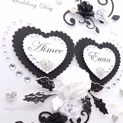 Handmade Personalised 3D Wedding Card with Floral Swirls & Butterflies + Complimentary Gift Box | Anniversary | Wedding | Engagement