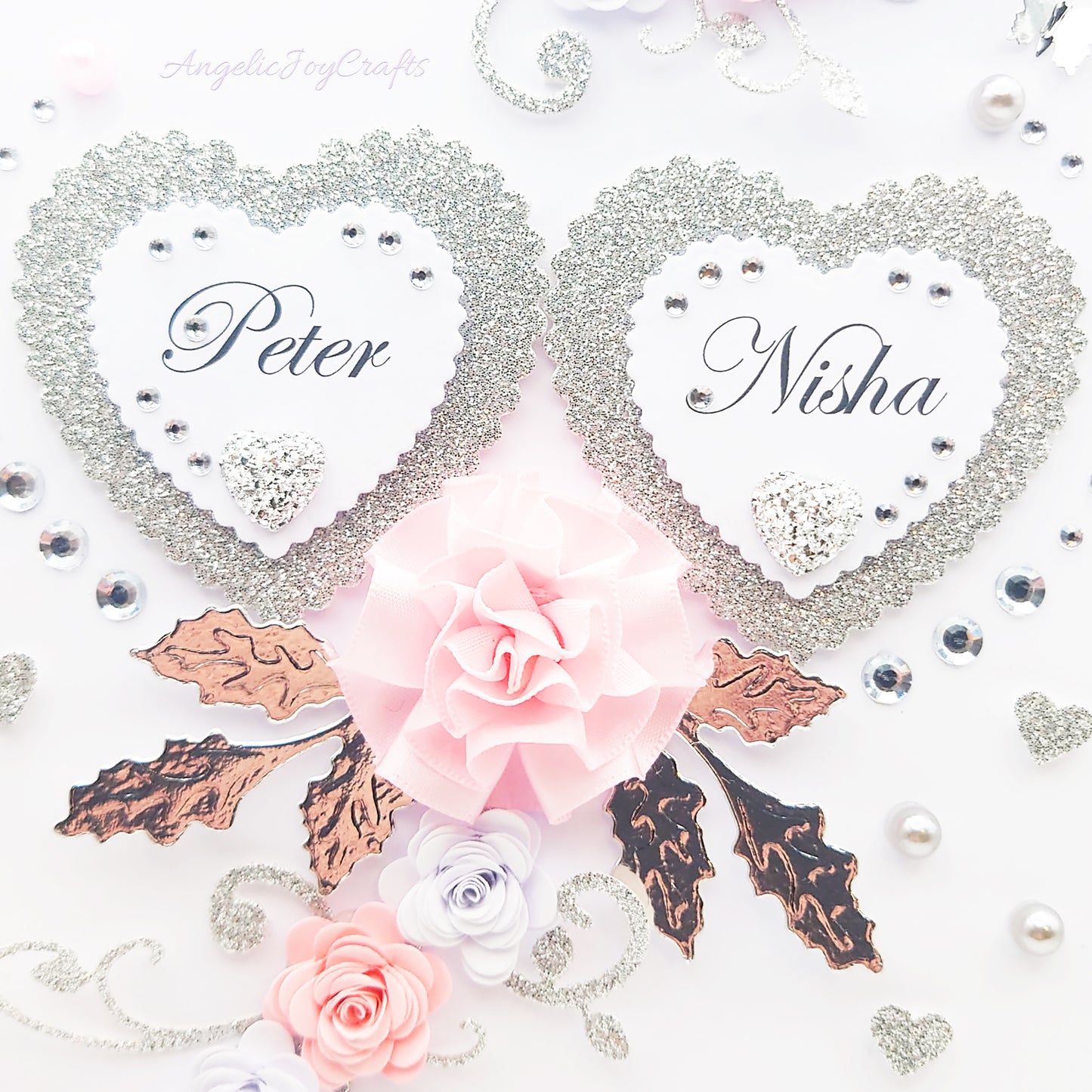 Handmade Personalised 3D Wedding Card with Floral Swirls & Butterflies + Complimentary Gift Box | Anniversary | Wedding | Engagement