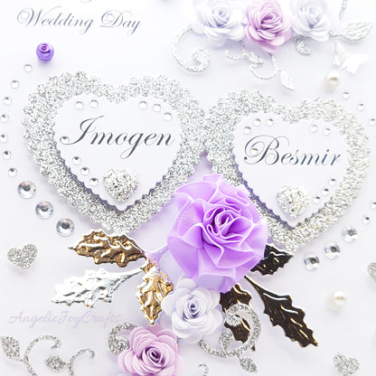 Handmade Personalised 3D Wedding Card with Floral Swirls & Butterflies + Complimentary Gift Box | Anniversary | Wedding | Engagement