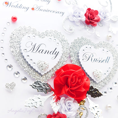 Handmade Personalised 3D Wedding Card with Floral Swirls & Butterflies + Complimentary Gift Box | Anniversary | Wedding | Engagement