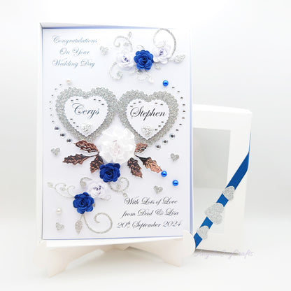 Handmade Personalised 3D Wedding Card with Floral Swirls & Butterflies + Complimentary Gift Box | Anniversary | Wedding | Engagement
