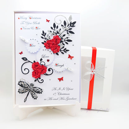 Handmade Personalised 3D Birthday Card with Floral Swirls & Wooden Clips + Complimentary Gift Box | Birthday | Mother's Day