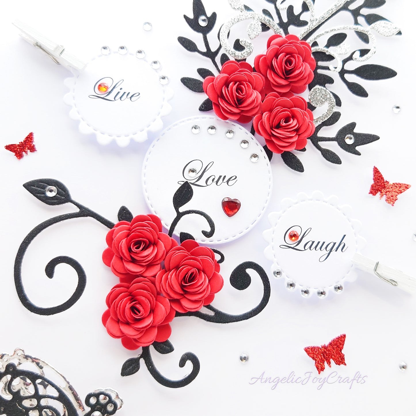 Handmade Personalised 3D Birthday Card with Floral Swirls & Wooden Clips + Complimentary Gift Box | Birthday | Mother's Day