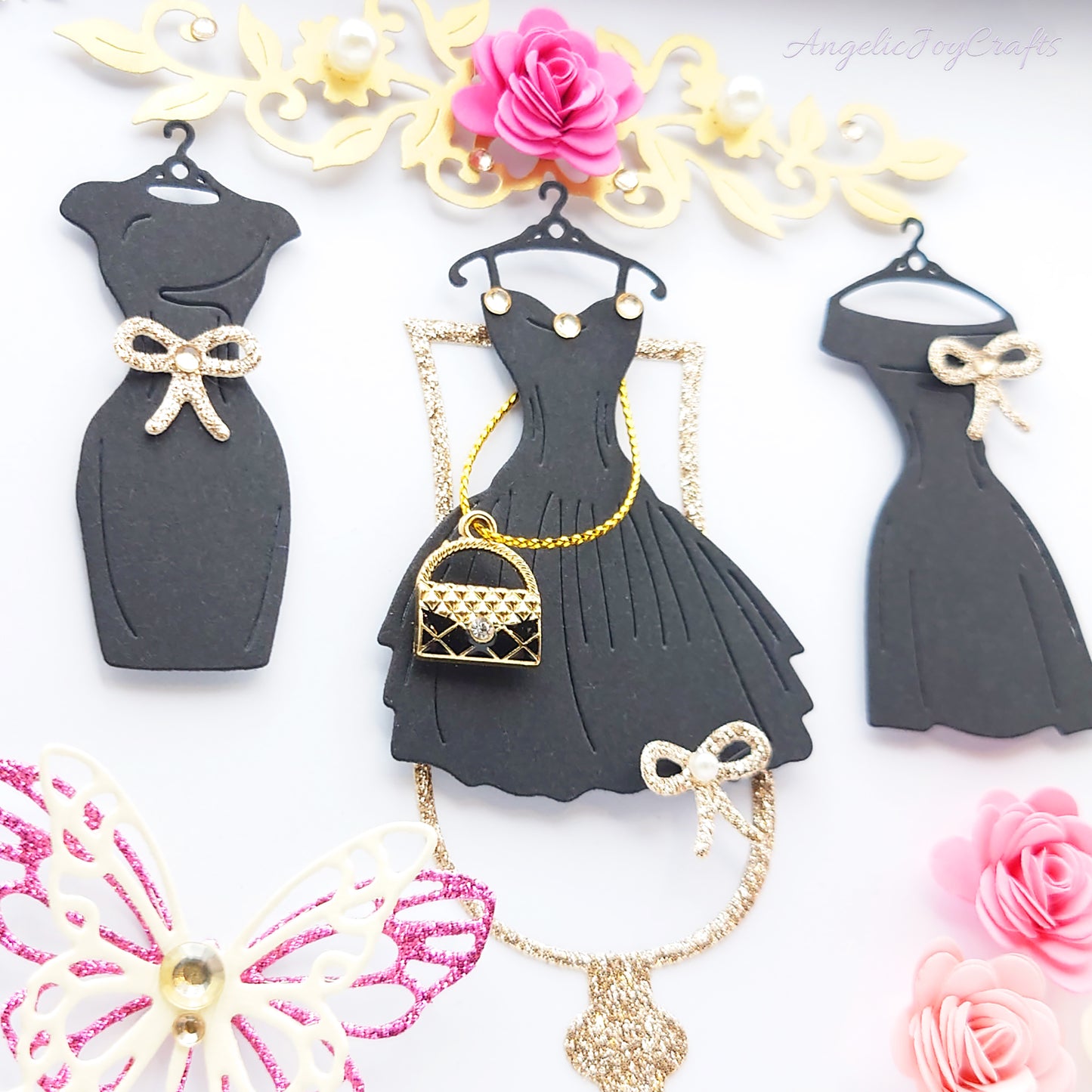 Handmade Personalised 3D Birthday Card with Cocktail Dresses and Flowers + Complimentary Gift Box | Birthday | Mother's Day