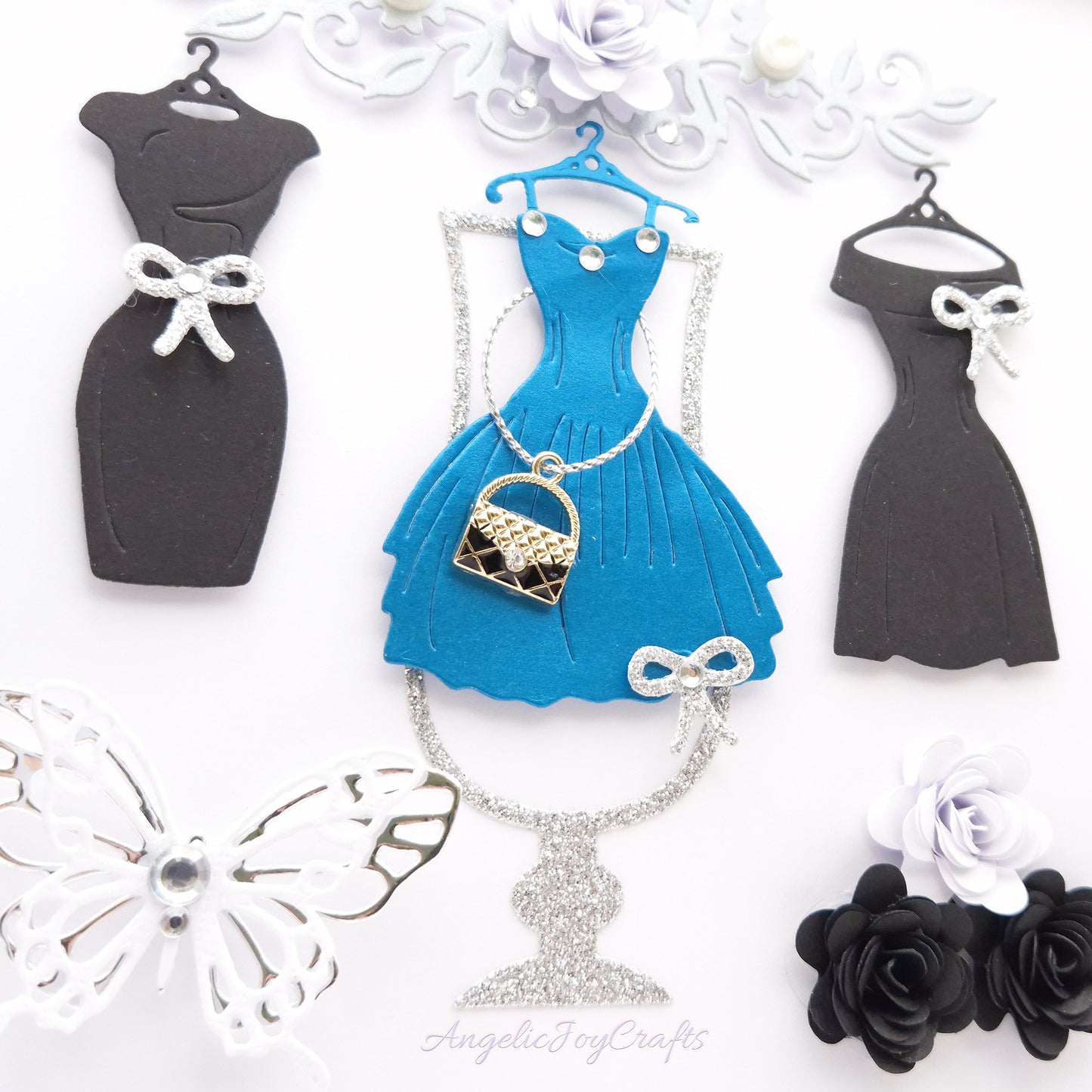 Handmade Personalised 3D Birthday Card with Cocktail Dresses and Flowers + Complimentary Gift Box | Birthday | Mother's Day