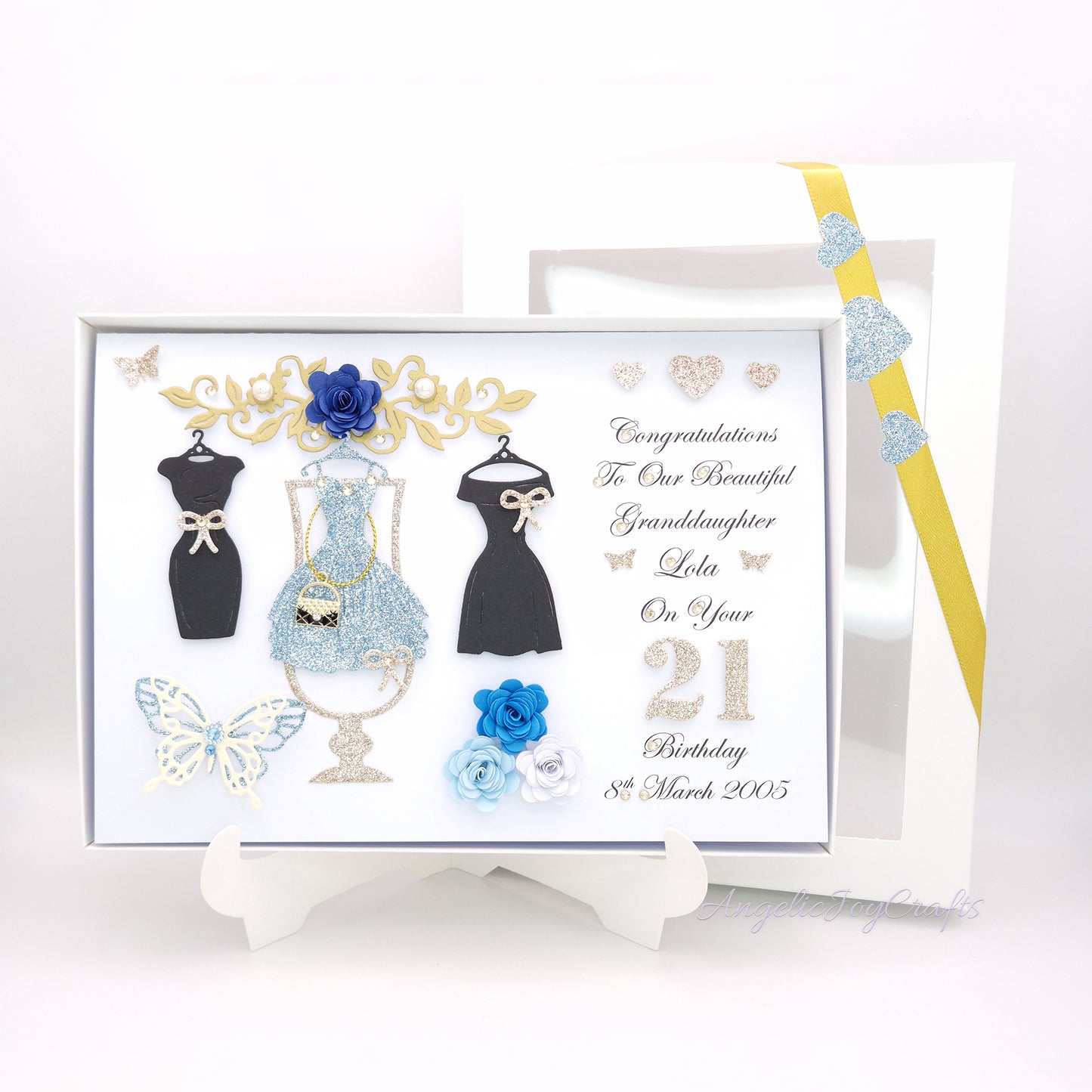 Handmade Personalised 3D Birthday Card with Cocktail Dresses and Flowers + Complimentary Gift Box | Birthday | Mother's Day