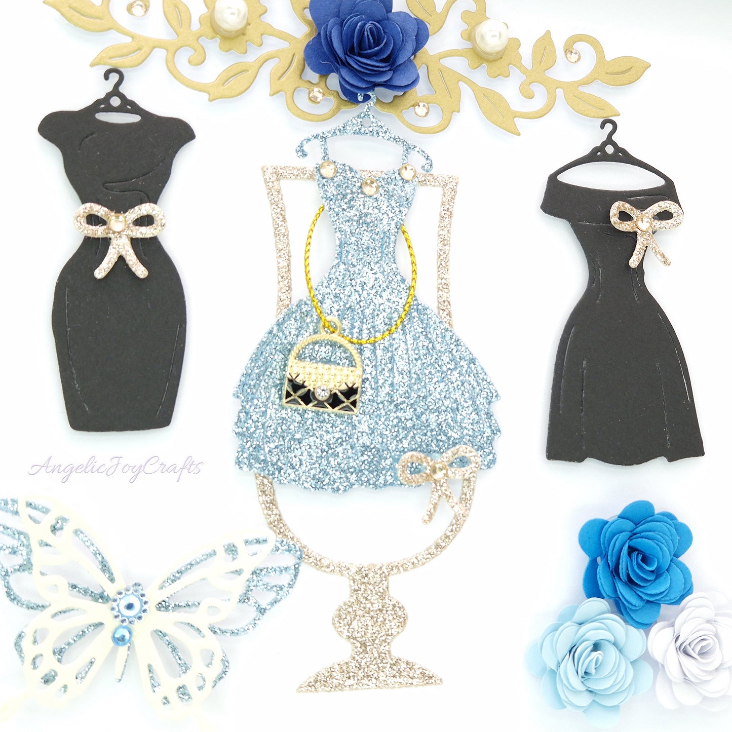 Handmade Personalised 3D Birthday Card with Cocktail Dresses and Flowers + Complimentary Gift Box | Birthday | Mother's Day