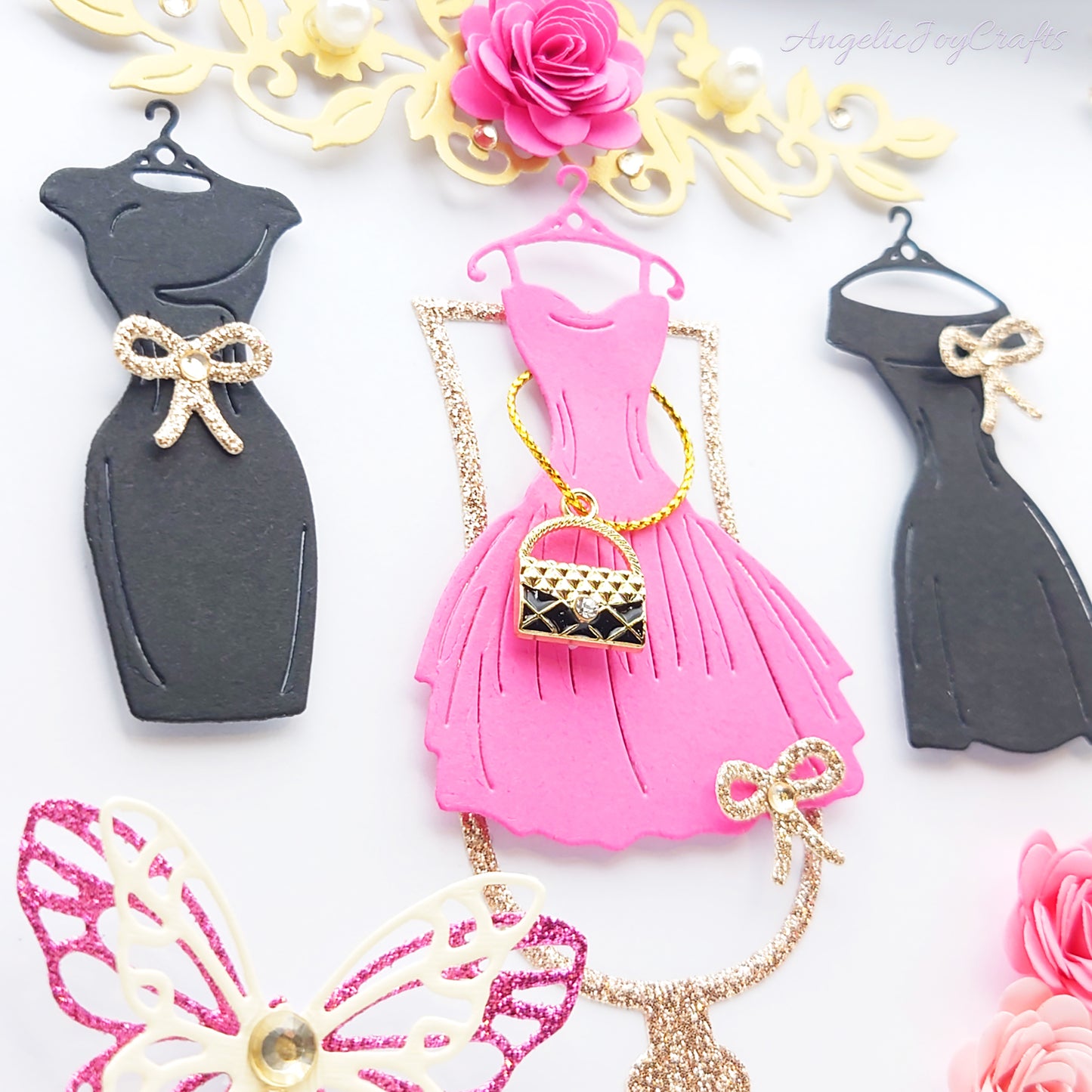 Handmade Personalised 3D Birthday Card with Cocktail Dresses and Flowers + Complimentary Gift Box | Birthday | Mother's Day