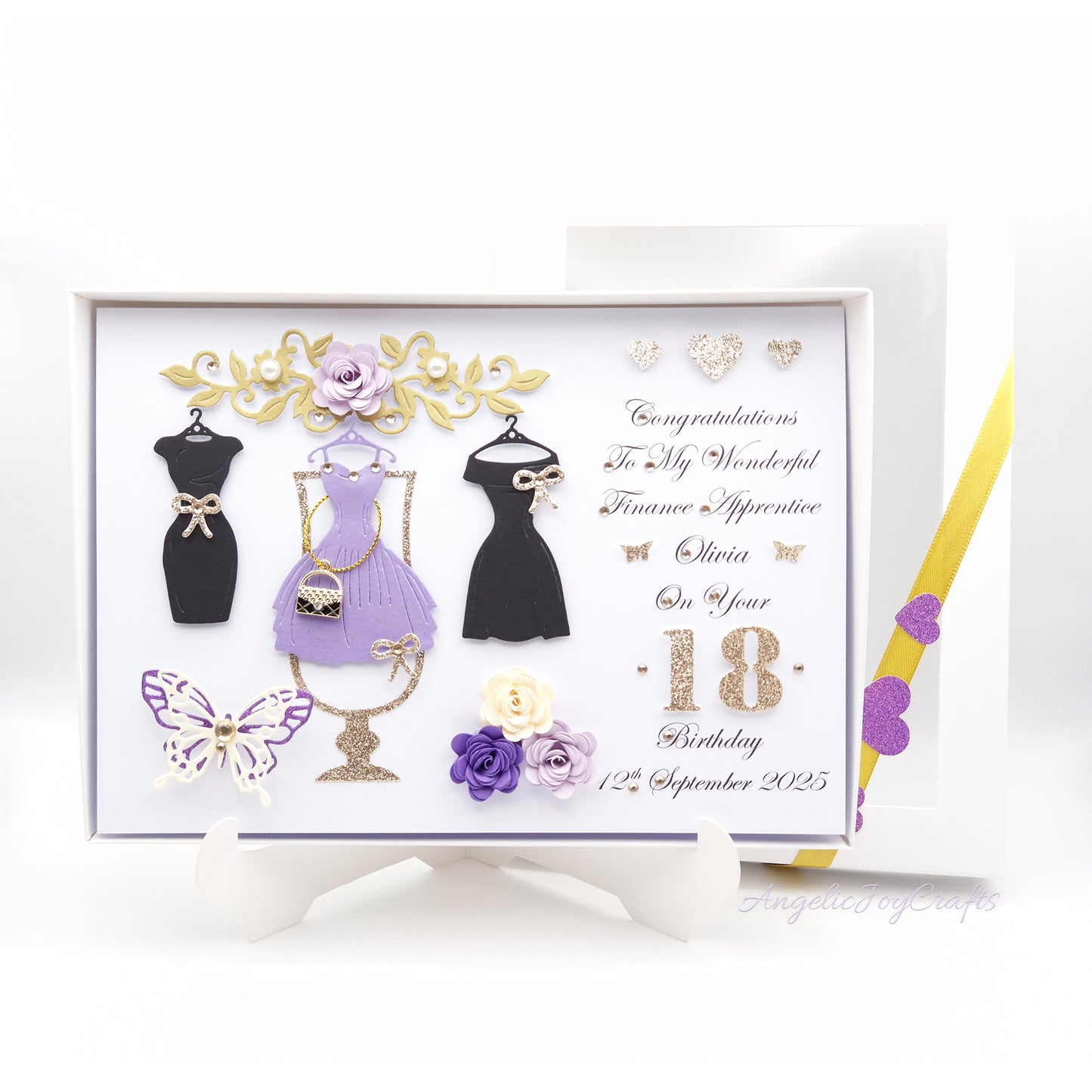 Handmade Personalised 3D Birthday Card with Cocktail Dresses and Flowers + Complimentary Gift Box | Birthday | Mother's Day