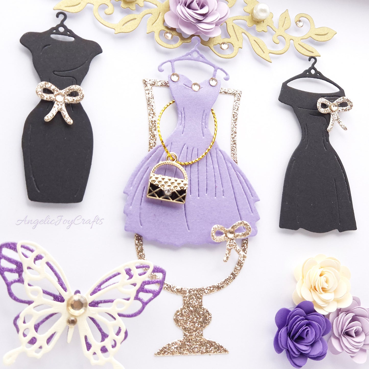 Handmade Personalised 3D Birthday Card with Cocktail Dresses and Flowers + Complimentary Gift Box | Birthday | Mother's Day