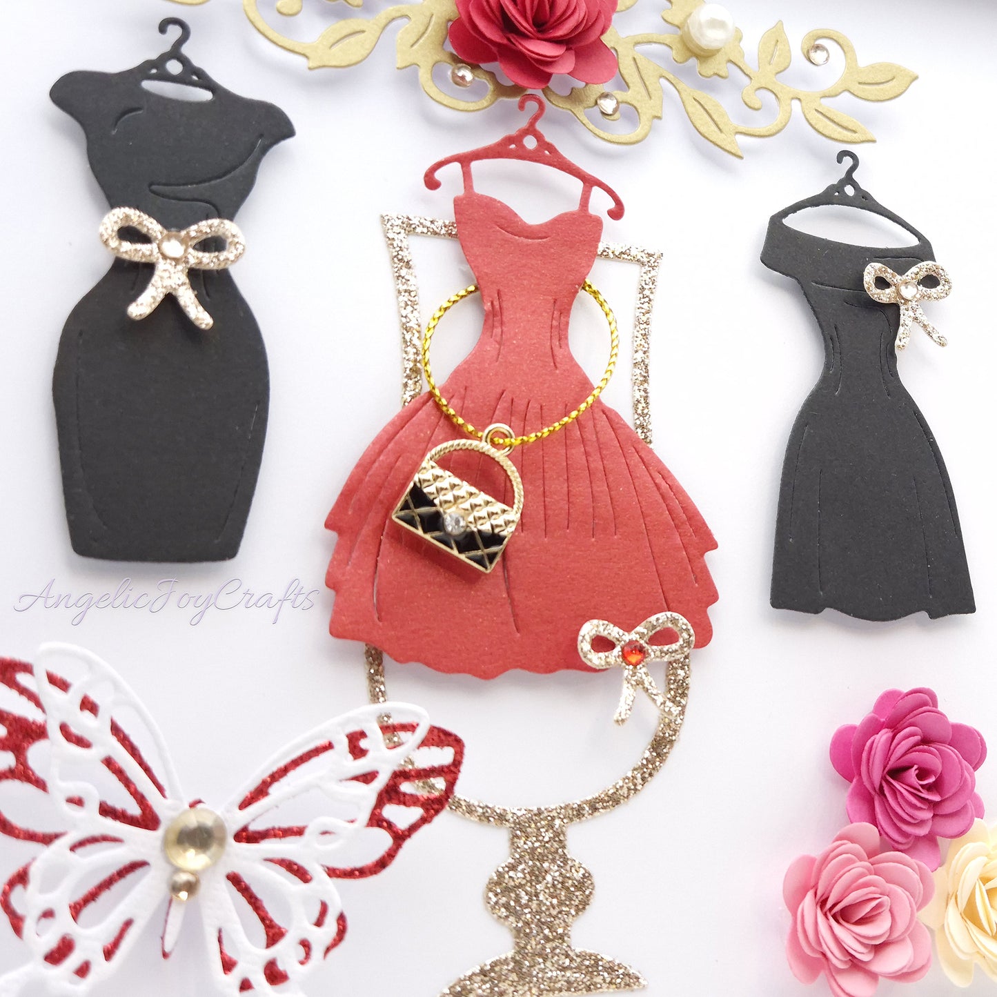 Handmade Personalised 3D Birthday Card with Cocktail Dresses and Flowers + Complimentary Gift Box | Birthday | Mother's Day