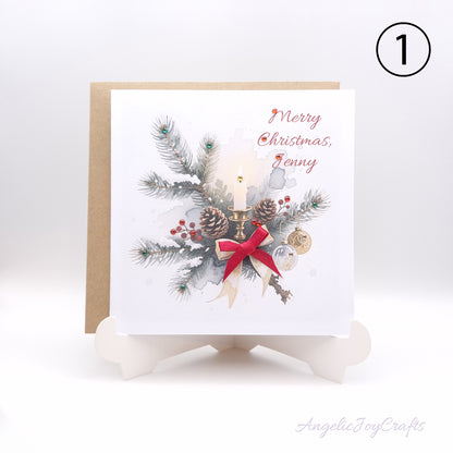 Handmade Personalised Christmas Card with Vintage Style Greetings + Complimentary Envelope | Christmas | Noel | New Year