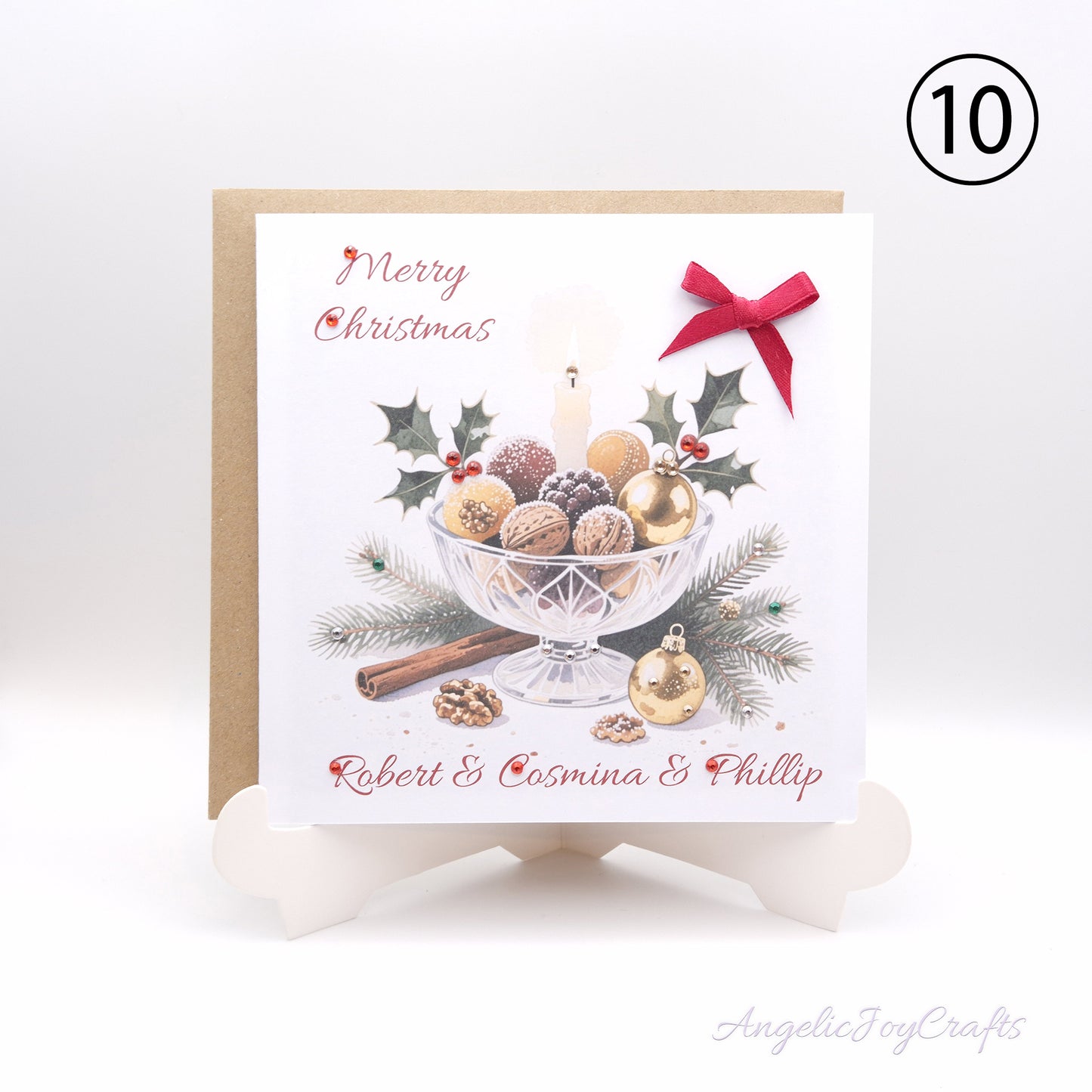 Handmade Personalised Christmas Card with Vintage Style Greetings + Complimentary Envelope | Christmas | Noel | New Year
