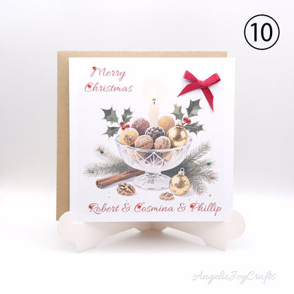Handmade Personalised Christmas Card with Vintage Style Greetings + Complimentary Envelope | Christmas | Noel | New Year
