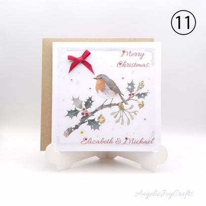 Handmade Personalised Christmas Card with Vintage Style Greetings + Complimentary Envelope | Christmas | Noel | New Year
