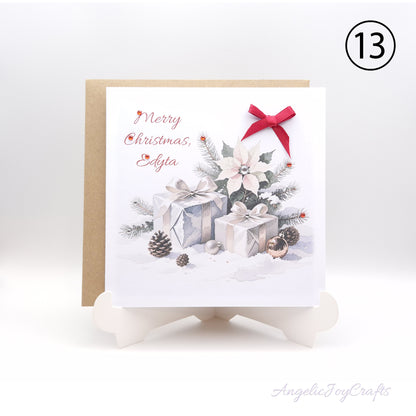Handmade Personalised Christmas Card with Vintage Style Greetings + Complimentary Envelope | Christmas | Noel | New Year