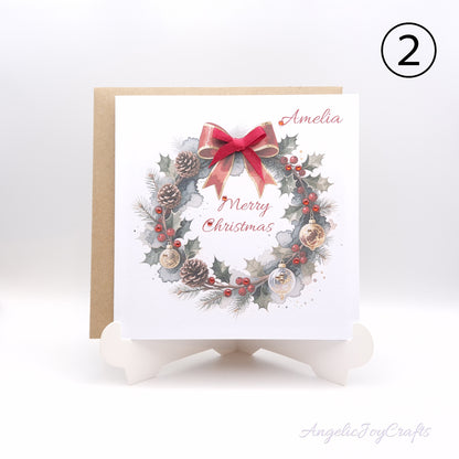 Handmade Personalised Christmas Card with Vintage Style Greetings + Complimentary Envelope | Christmas | Noel | New Year