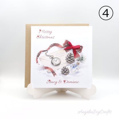 Handmade Personalised Christmas Card with Vintage Style Greetings + Complimentary Envelope | Christmas | Noel | New Year