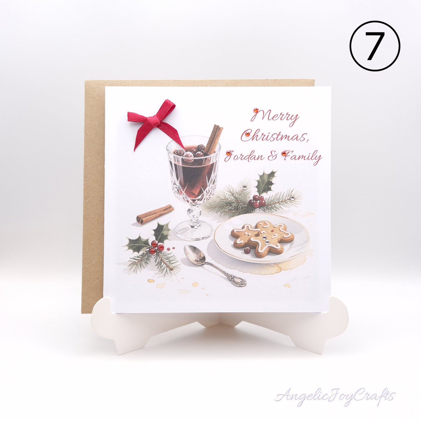 Handmade Personalised Christmas Card with Vintage Style Greetings + Complimentary Envelope | Christmas | Noel | New Year