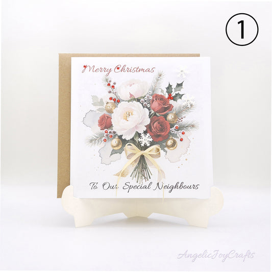 Handmade Personalised Christmas Card with Christmas Vintage Bouquet + Complimentary Envelope | Christmas | Noel | New Year