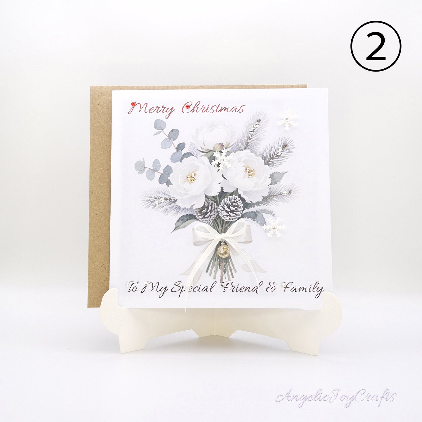 Handmade Personalised Christmas Card with Christmas Vintage Bouquet + Complimentary Envelope | Christmas | Noel | New Year