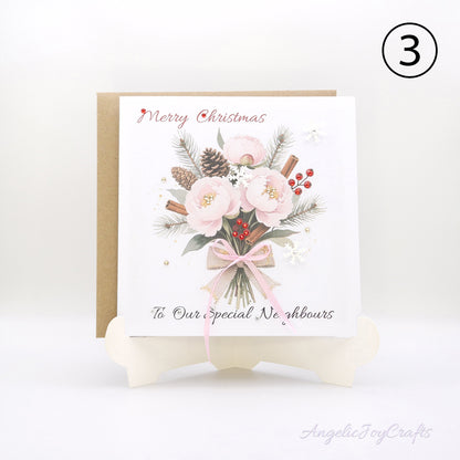 Handmade Personalised Christmas Card with Christmas Vintage Bouquet + Complimentary Envelope | Christmas | Noel | New Year