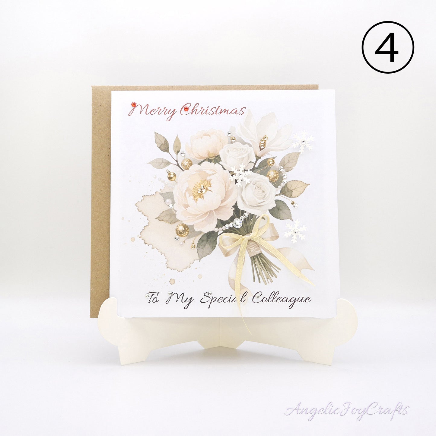 Handmade Personalised Christmas Card with Christmas Vintage Bouquet + Complimentary Envelope | Christmas | Noel | New Year