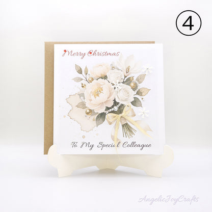 Handmade Personalised Christmas Card with Christmas Vintage Bouquet + Complimentary Envelope | Christmas | Noel | New Year