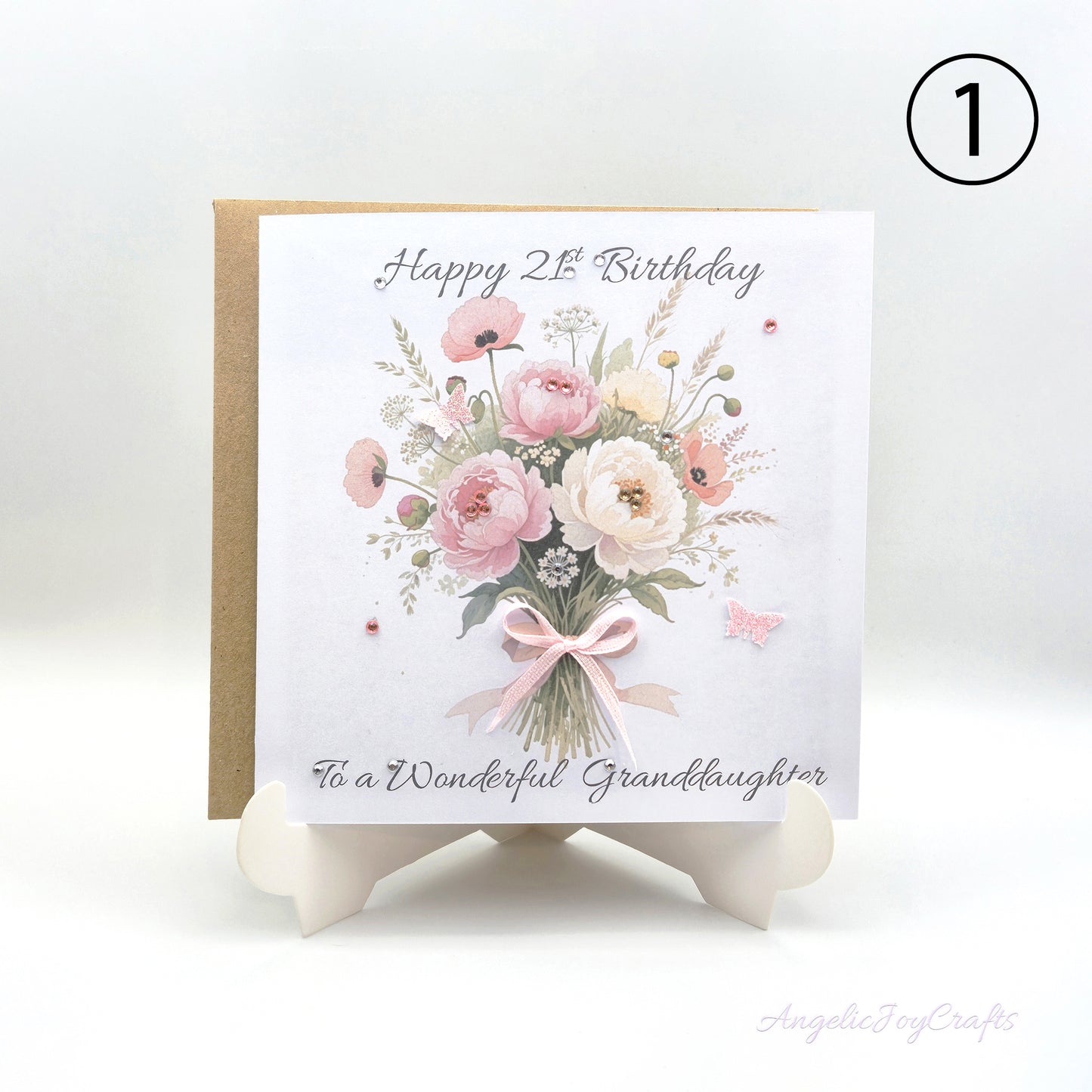Handmade Personalised Birthday Card with Flower Bouquet & Bow + Complimentary Envelope | Birthday | Mother's Day