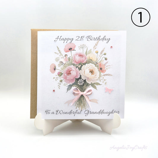 Handmade Personalised Birthday Card with Flower Bouquet & Bow + Complimentary Envelope | Birthday | Mother's Day