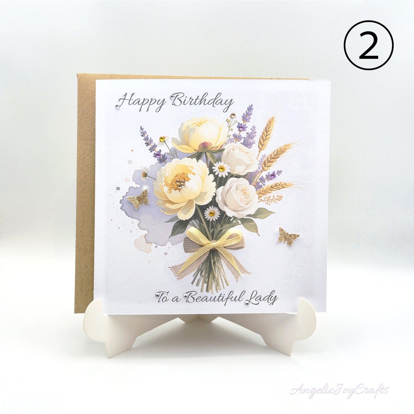 Handmade Personalised Birthday Card with Flower Bouquet & Bow + Complimentary Envelope | Birthday | Mother's Day
