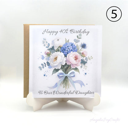 Handmade Personalised Birthday Card with Flower Bouquet & Bow + Complimentary Envelope | Birthday | Mother's Day