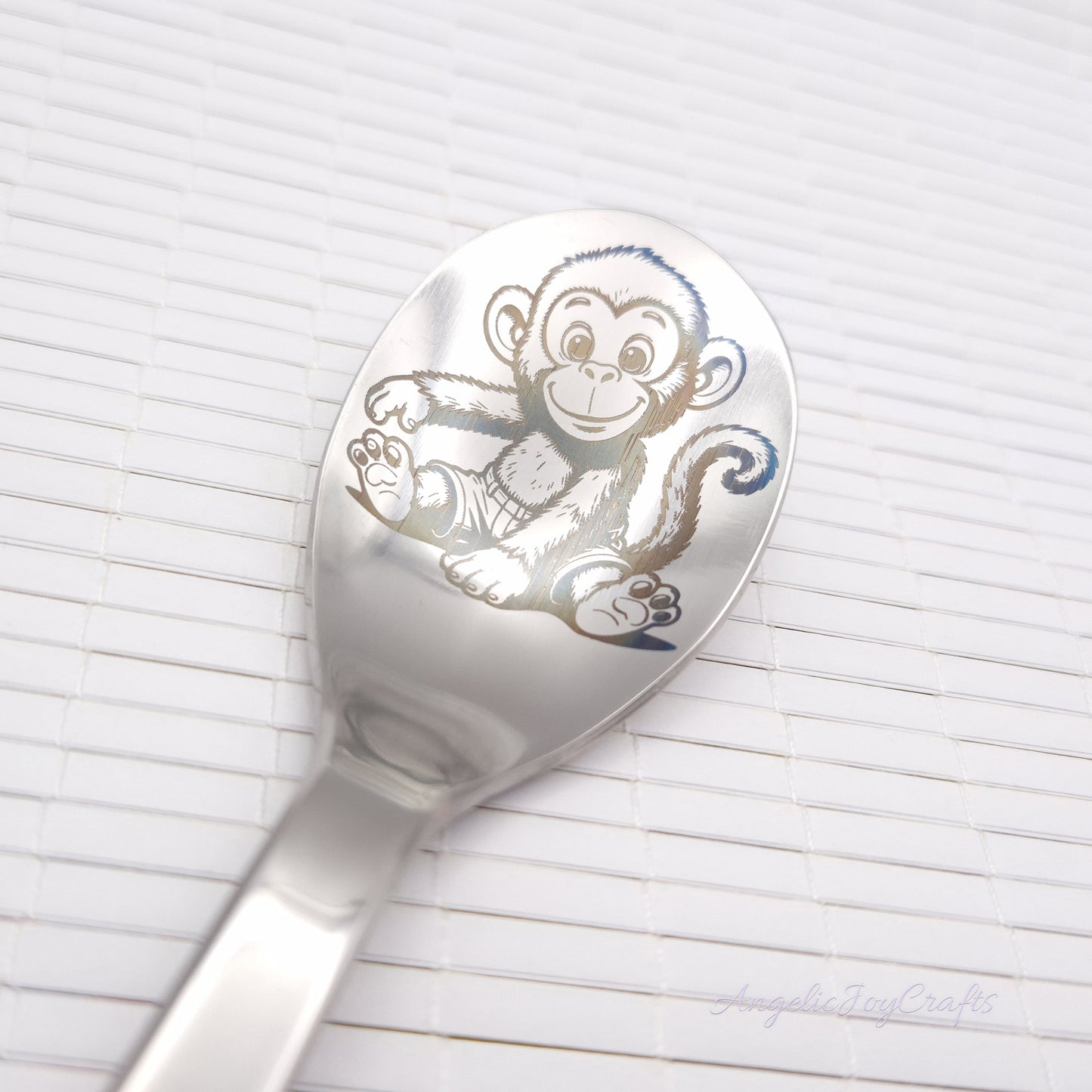 Personalised Engraved First Spoon with ANY Animal - Gentle Engraving