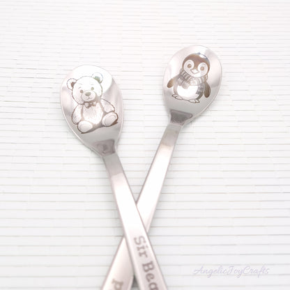 Personalised Engraved First Spoon with ANY Animal - Gentle Engraving