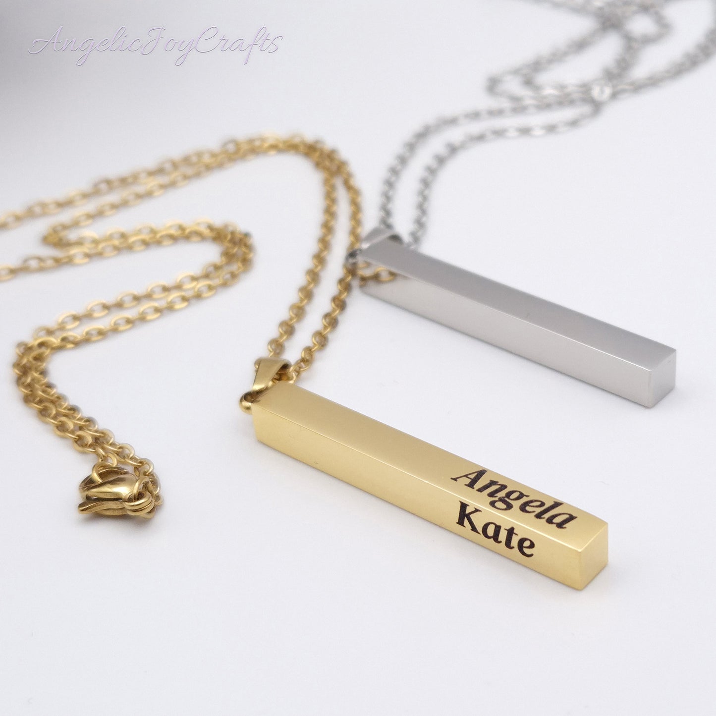 Engraved 3D Bar Necklace  – A Gift with Heart Made Just for You + Complimentary Simple Chain