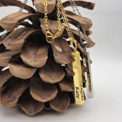 Engraved 3D Bar Necklace  – A Gift with Heart Made Just for You + Complimentary Simple Chain