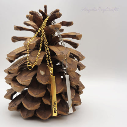 Engraved 3D Bar Necklace  – A Gift with Heart Made Just for You + Complimentary Simple Chain