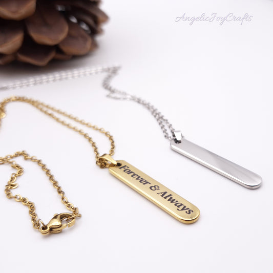 Engraved Rounded Bar Necklace  – A Gift with Heart Made Just for You + Complimentary Simple Chain