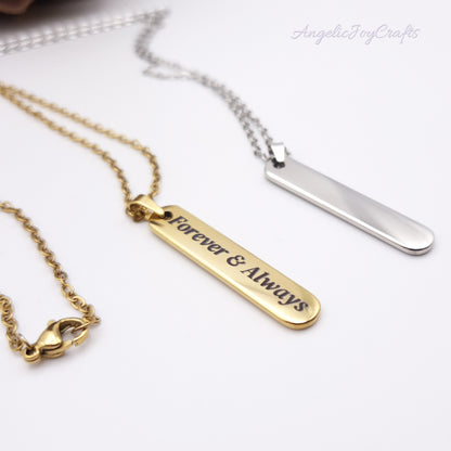 Engraved Rounded Bar Necklace  – A Gift with Heart Made Just for You + Complimentary Simple Chain