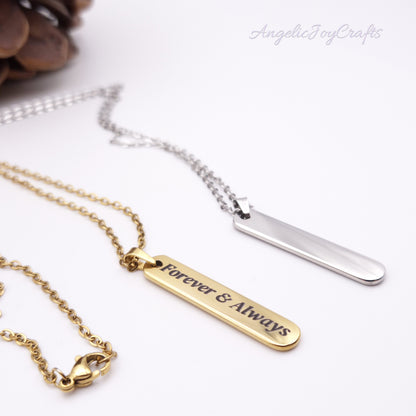Engraved Rounded Bar Necklace  – A Gift with Heart Made Just for You + Complimentary Simple Chain