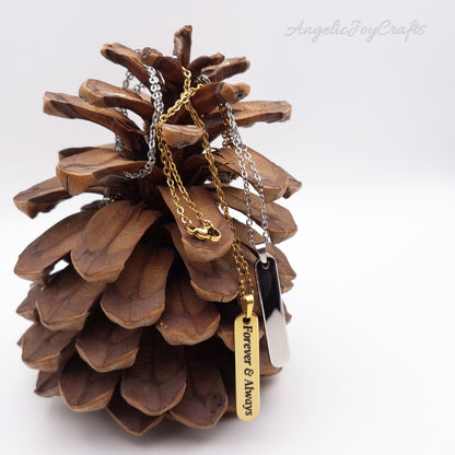 Engraved Rounded Bar Necklace  – A Gift with Heart Made Just for You + Complimentary Simple Chain