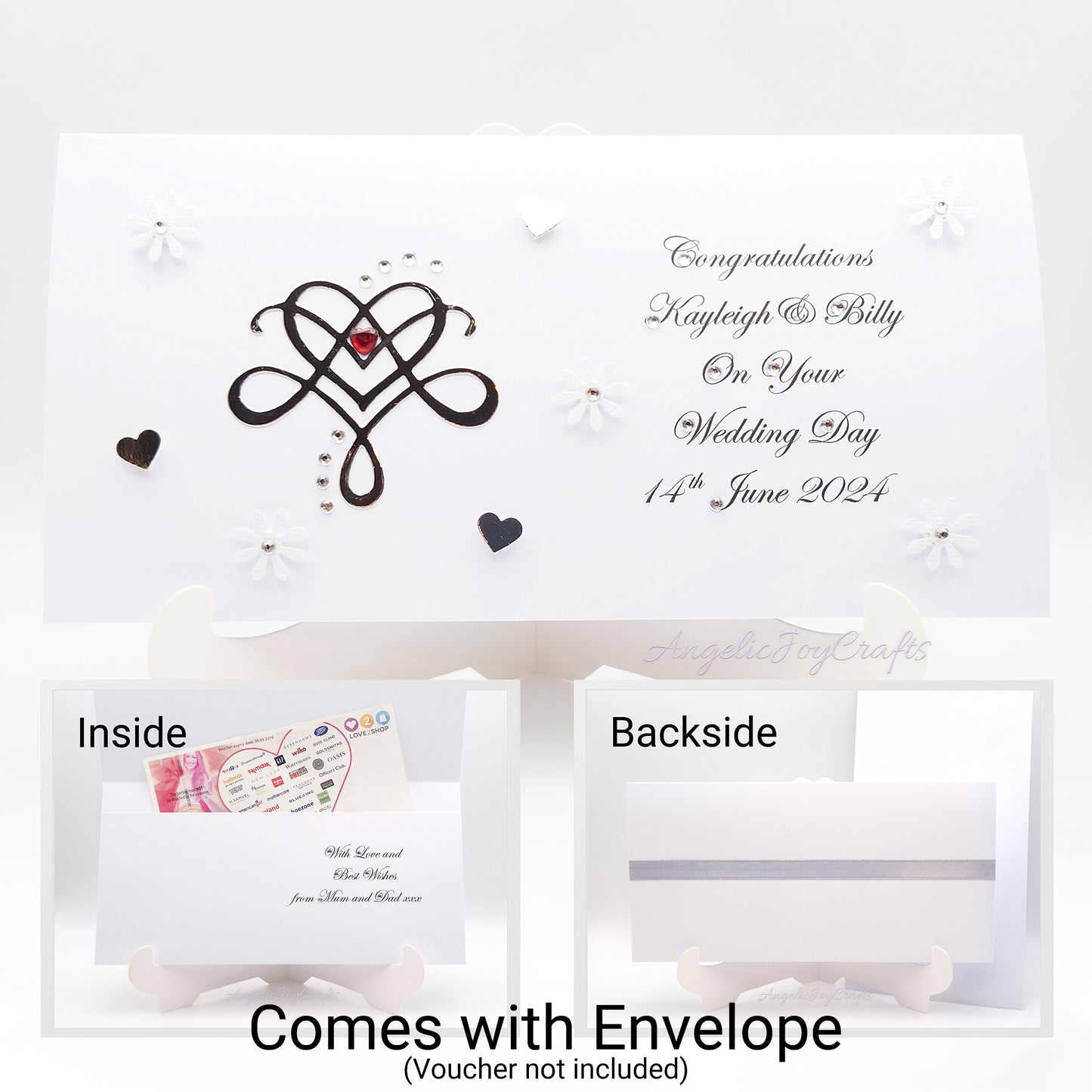 Handmade Personalised 3D Gift Wallet with Celtic Heart + Complimentary Envelope | Gift Wallet