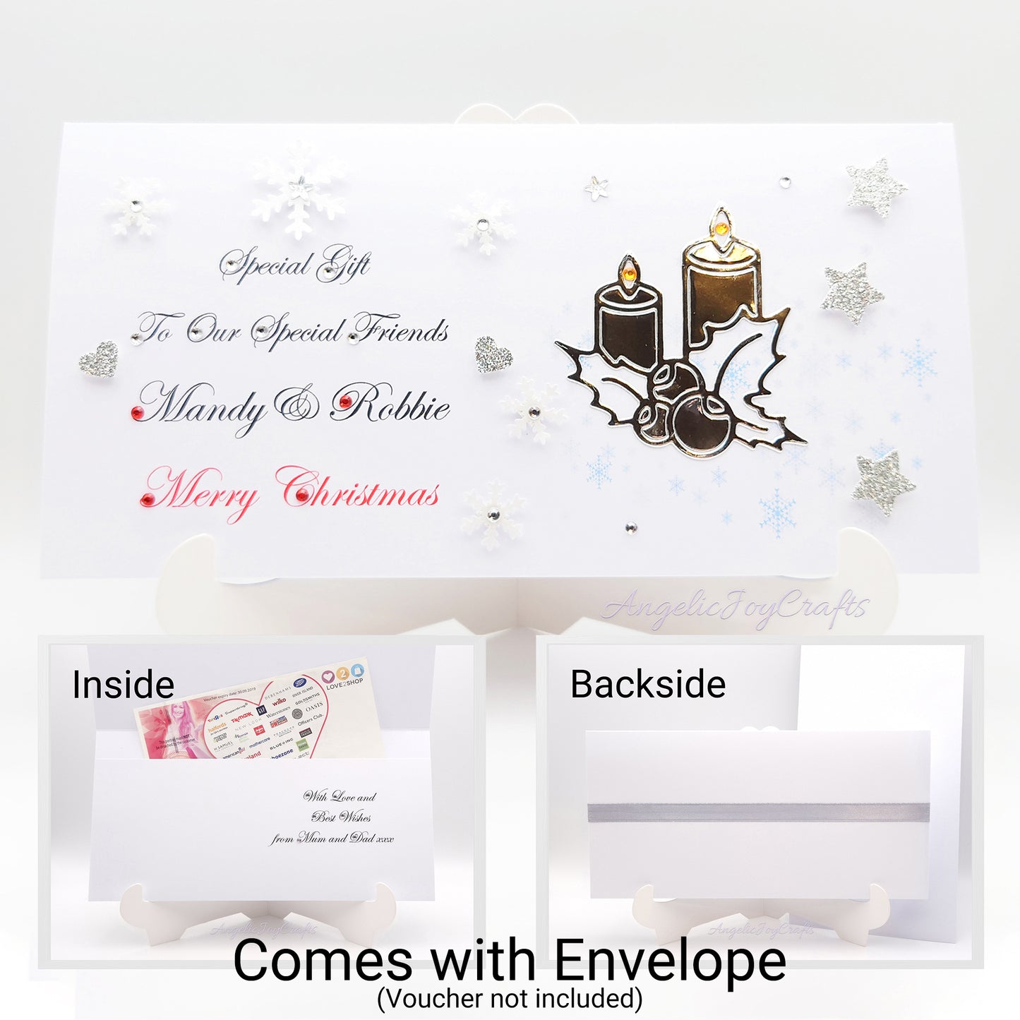 Handmade Personalised 3D Gift Wallet with a Christmas Candles + Complimentary Envelope | Gift Wallet