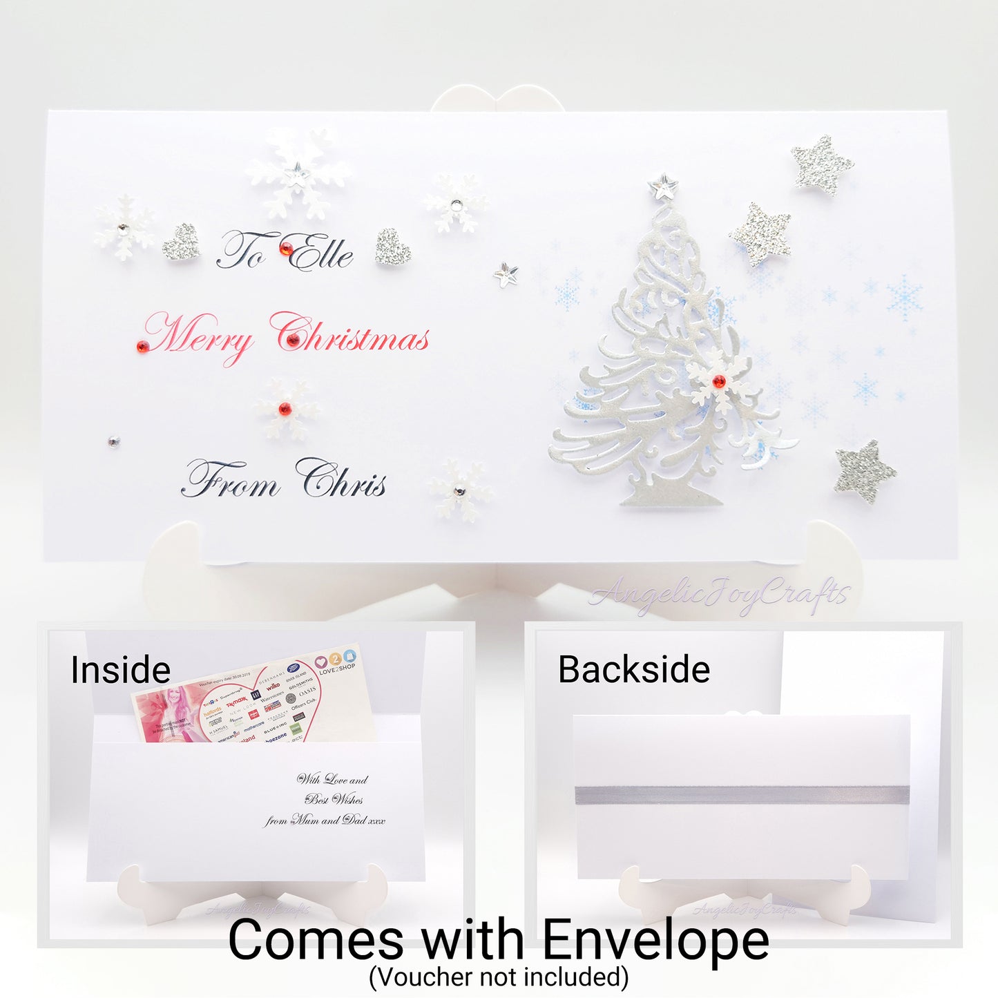 Handmade Personalised 3D Gift Wallet with a Christmas Tree + Complimentary Envelope | Gift Wallet