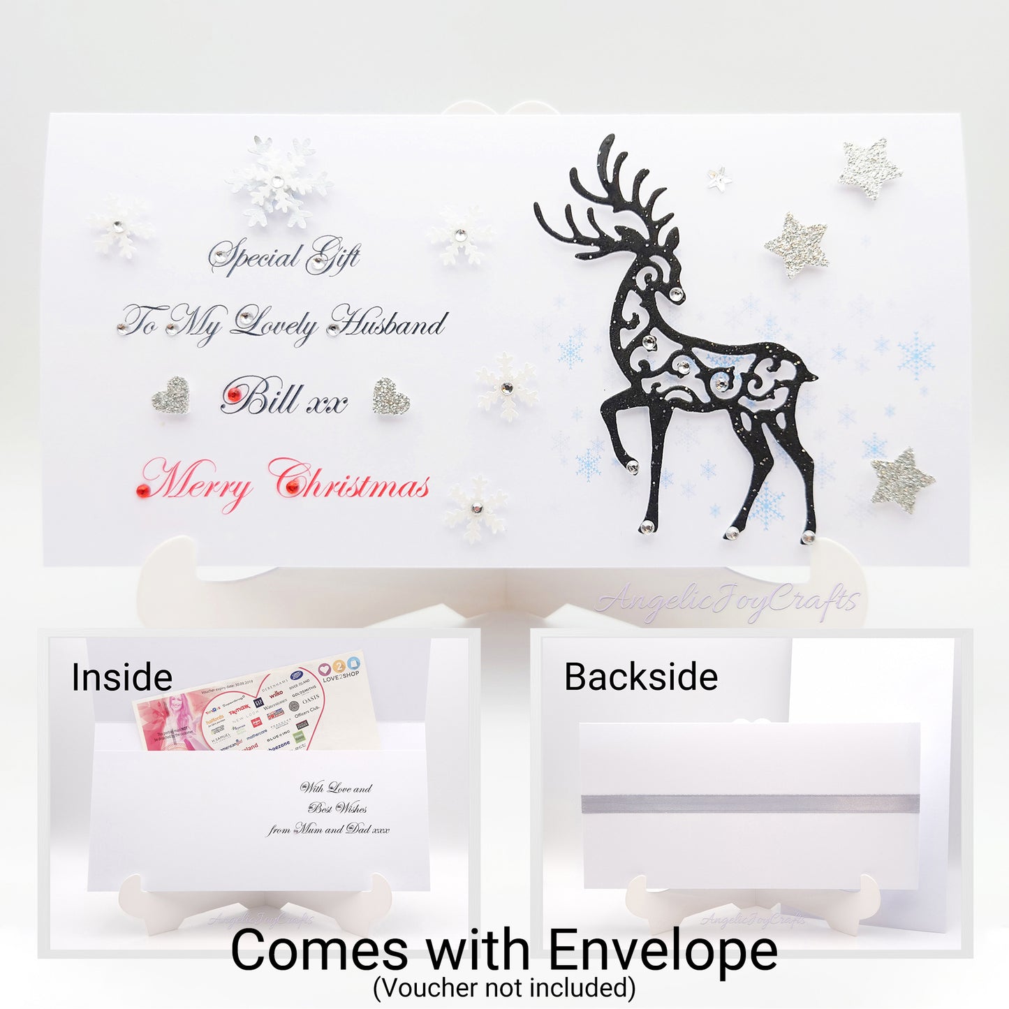 Handmade Personalised 3D Gift Wallet with a Christmas Deer + Complimentary Envelope | Gift Wallet